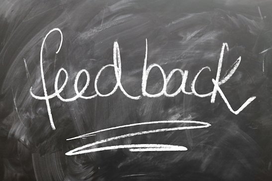 Image: Feedback written on chalkboard 